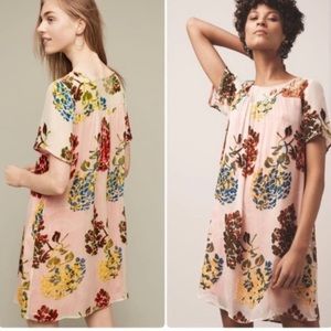 Anthropologie Maeve velvet floral white tunic dress XS